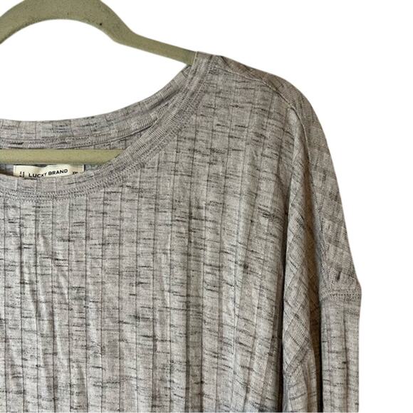 Lucky Brand Light Heather Gray Ribbed Blouse, Long Sleeve, Size XXL, NWT!! - Picture 5 of 7